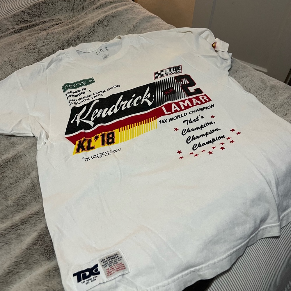 The GOAT Kendrick TDE Racing T-Shirt Size LG Tee 2018 Tour